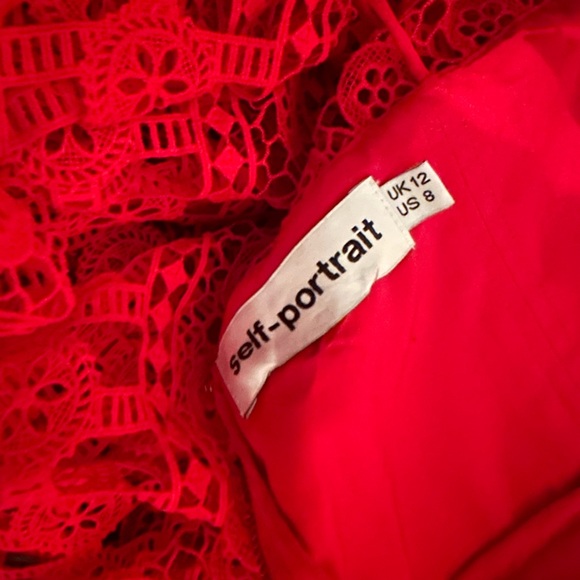 Self-Portrait Red Lace Midi Dress - Picture 8 of 11